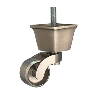 Clockwork Components Brushed Nickel Square Castor - 38mm (code: CAS312)