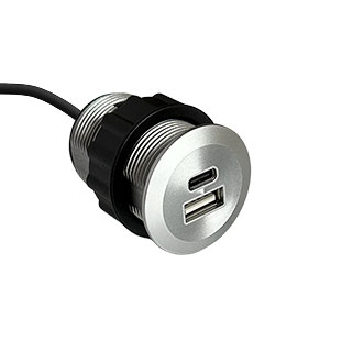 Clockwork Components Silver USB A &amp; C Charging Socket (code: EM-USB12-SLV-UK)